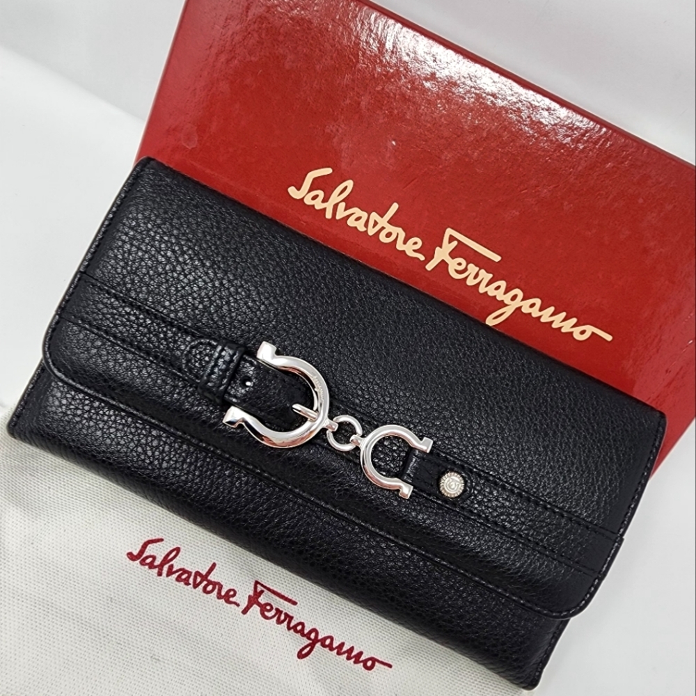 Salvatore Ferragamo Leather Wallet With Dustbag & Box